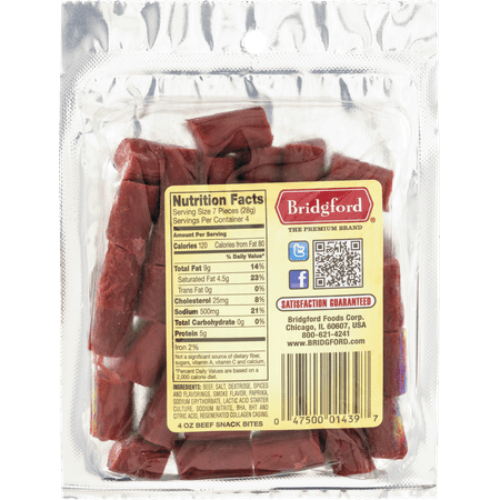 Bridgford Beef Snack Bites Hickory Smoked, 4.0 OZ