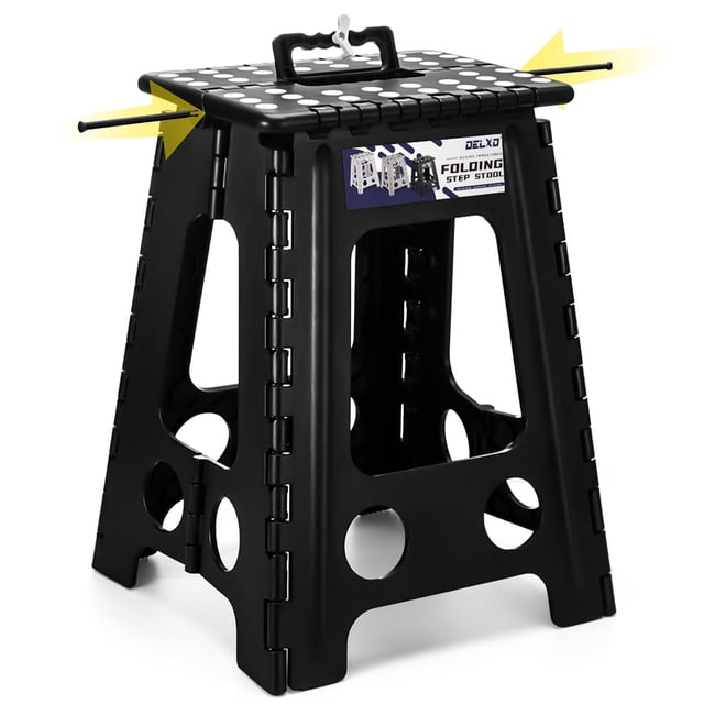 Taburete plegable Delxo 17.5, taburete plegable para adultos, color negro