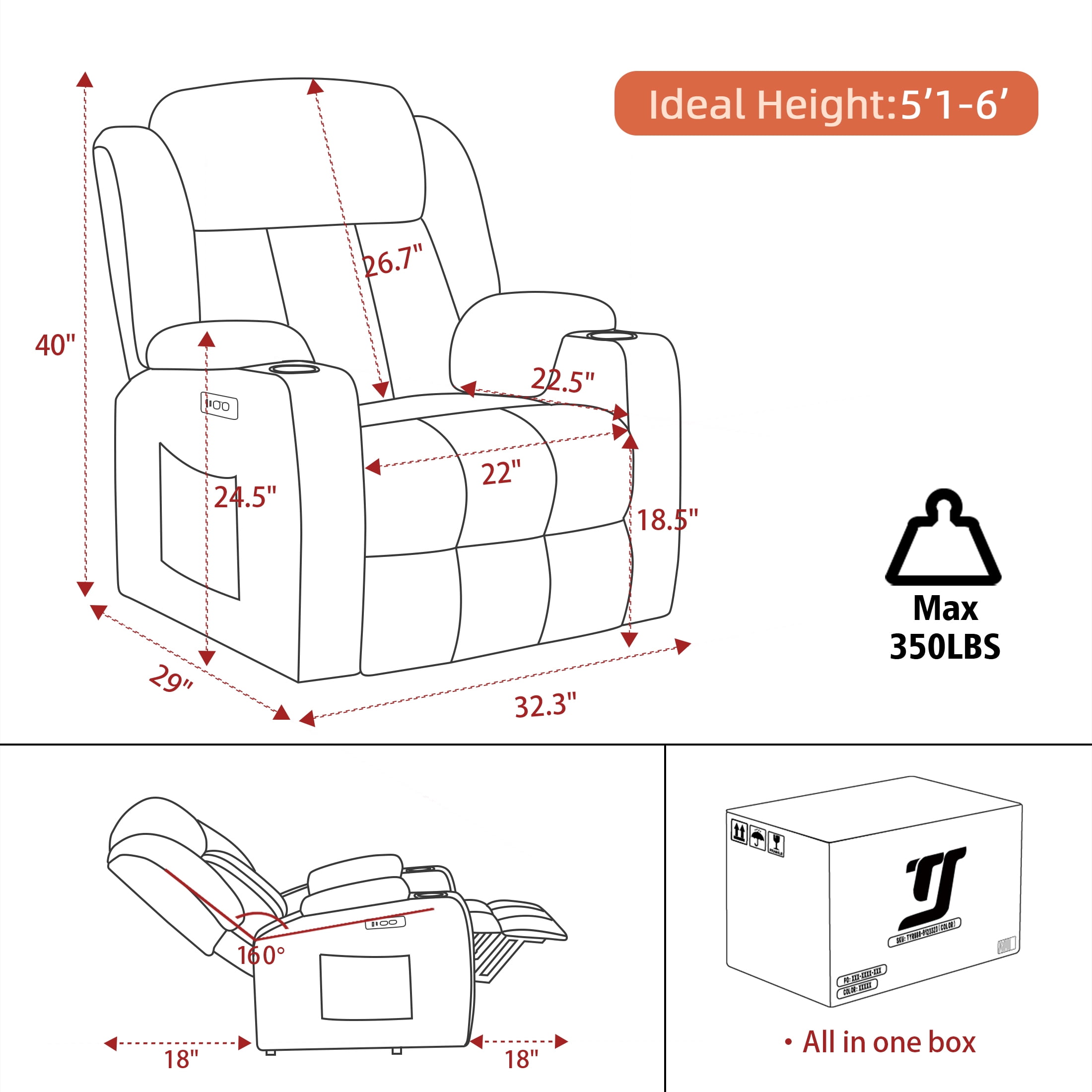 Swivel Rocker Recliner Chair for Adults with Massage and Heat, Cup Holders and Side Pockets, Glider Rocking Reclining Single Sofa Chair for Living Room (Dark Grey)