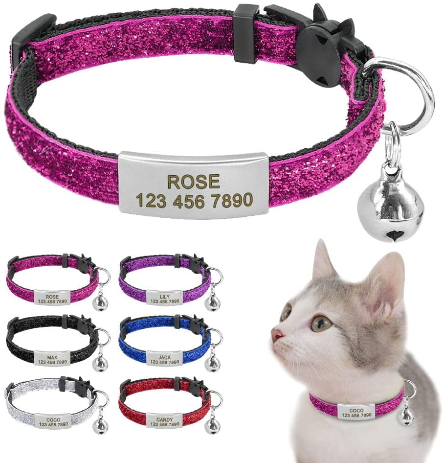 Cat Breakaway Collar with Name Tag Personalized Anti-lost & Quick Release Buckle 