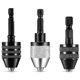 thumbnail image 1 of 3 piezas de portabrocas sin llave con vástago hexagonal de 1/4 de pulgada, adaptador convertidor de portabrocas sin llave para taladro de impacto, 1 of 4