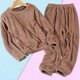 thumbnail image 3 of Conjunto de pijama grueso y cálido para mujer, jersey de color liso con cuello redondo, para niñas, mujeres, amantes y madres, 3 of 3