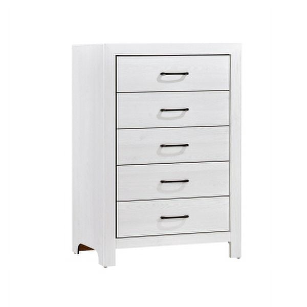 Corbin Collection Chest with 5 Drawers in White Finish and Black Metal Hardware