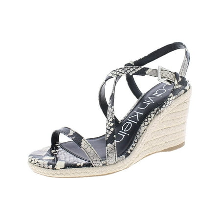 UPC 194060415338 product image for CALVIN KLEIN Womens Black Snake Strappy Padded Bellemine Round Toe Wedge Buckle  | upcitemdb.com