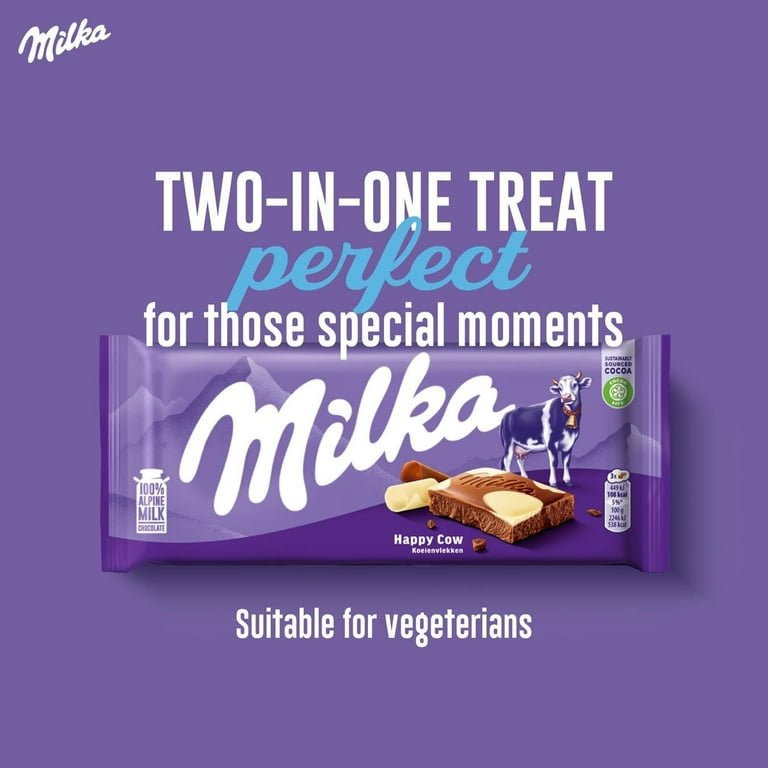 Milka Alpine Happy Cow Chocolate Bar, Smooth Milk Chocolate, 100g