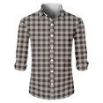 thumbnail image 4 of Mens Clothing Blouse Men Dress Shirt Tops Casual Business Plaid Print Long Sleeves Camisa Social Masculina Shirts for Men Casual Slim Fit Mens Designer Clothing Black 3XL, 4 of 5