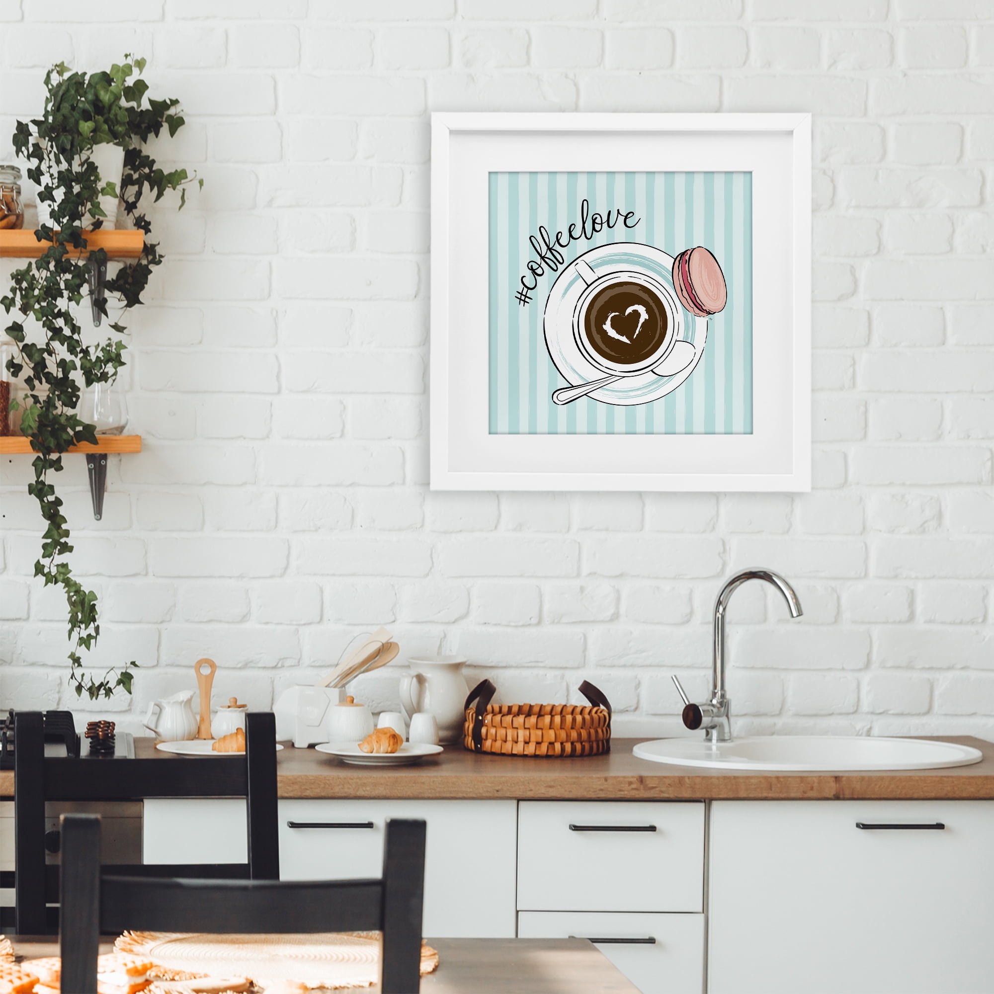 Stupell Industries Coffee Love Hashtag White Framed Print Under Glass, design by Martina Pavlova