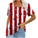 thumbnail image 1 of Fiudx Ofertas Flash Del Día Top de Manga Corta con Cuello de Color Del Día de La Independencia para Mujer, 1 of 4