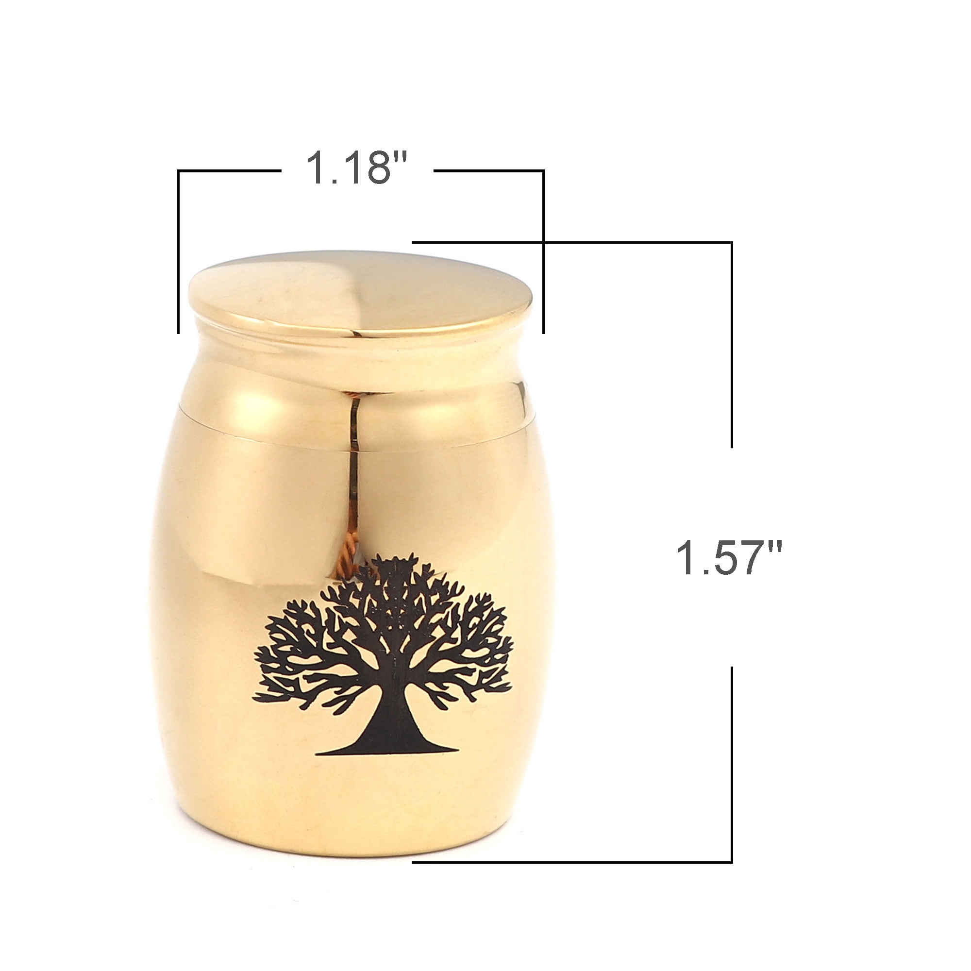 Gold Tree of Life Keepsake Funeral Cremation Urn for Ashes Mini Stainless Steel Waterproof Human Ashes Container with Free Anavia Pouch