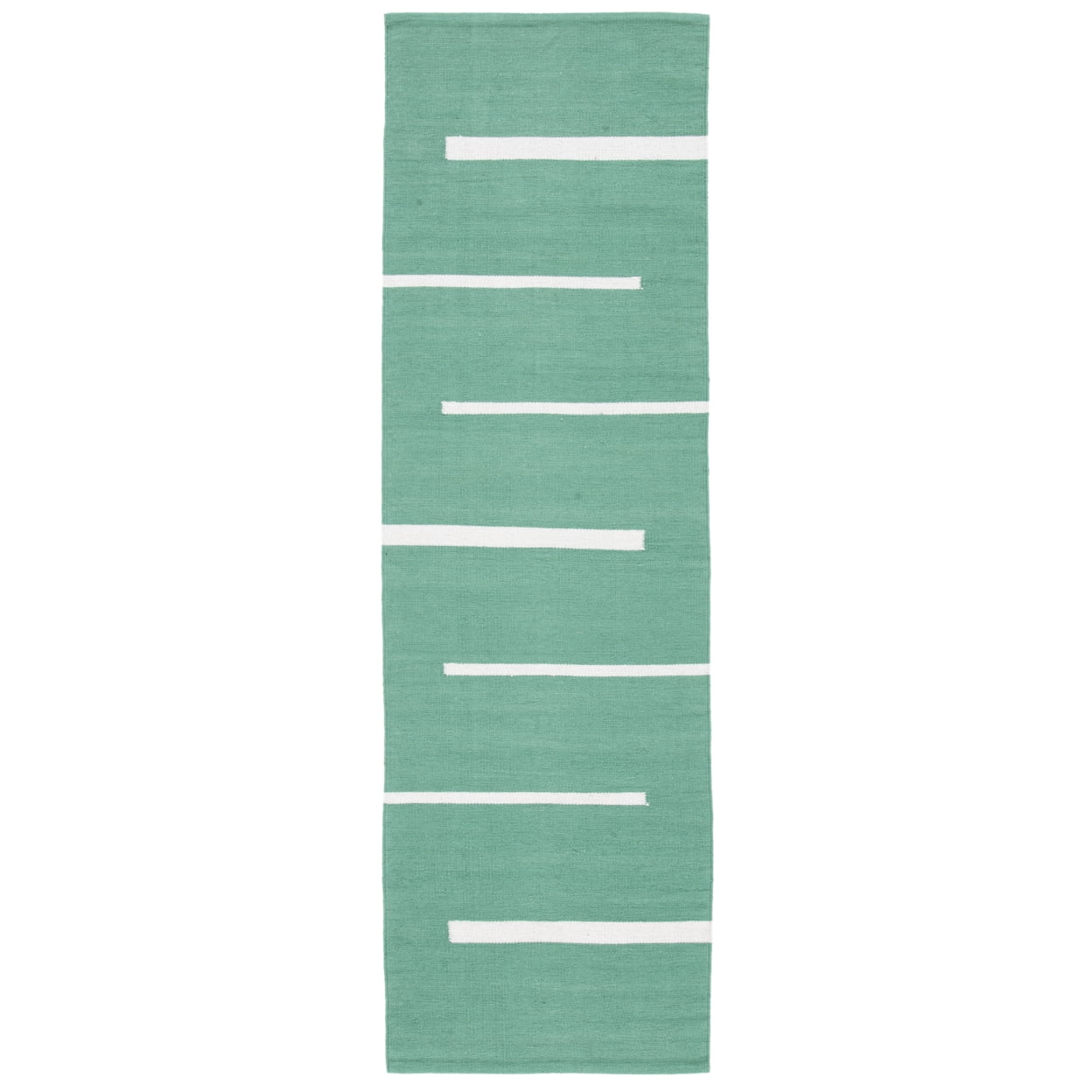 SAFAVIEH Montauk Oswald Geometric Striped Cotton Area Rug, Dark Green/Ivory, 5' x 8'