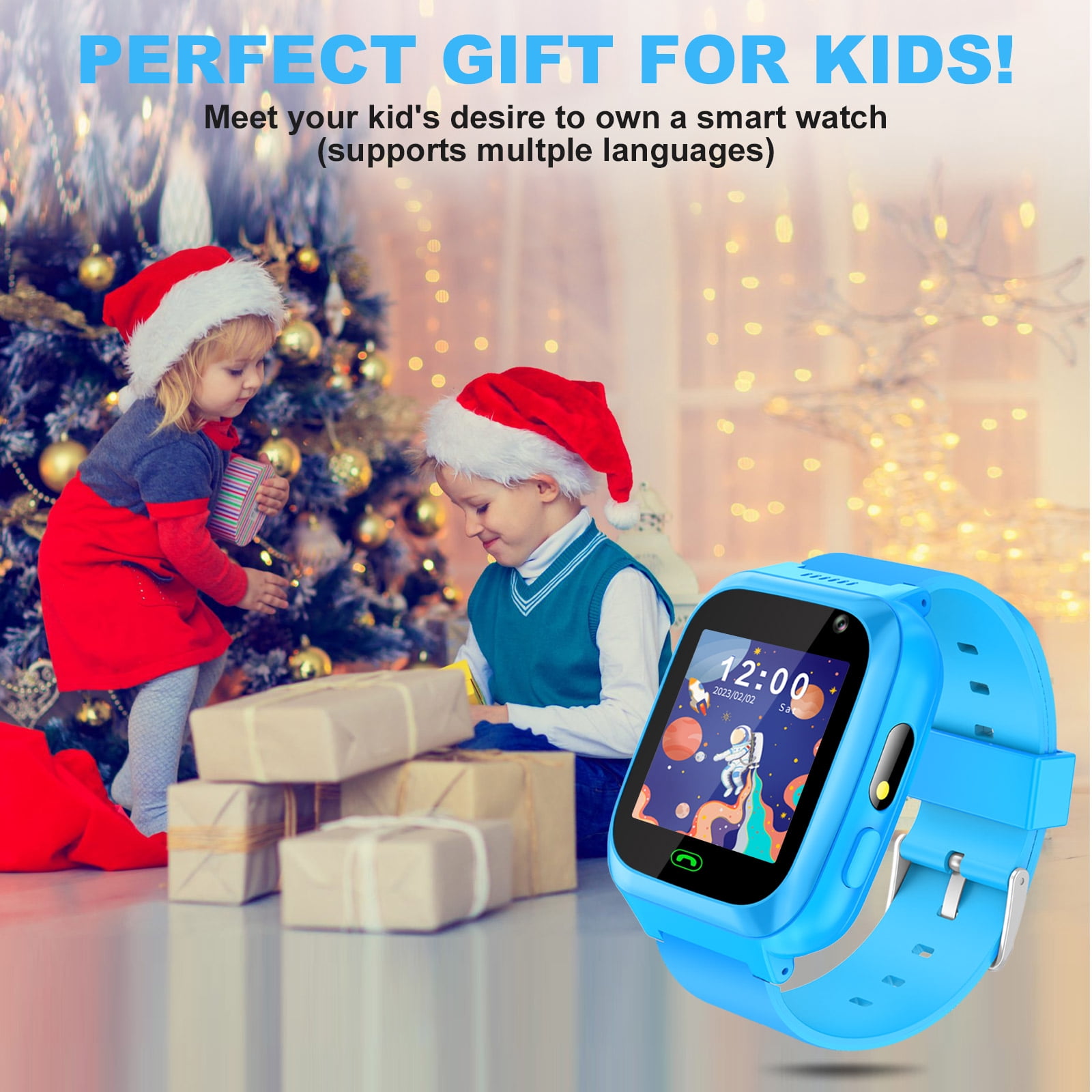 TOPCHANCES Kids Smart Watch for Boys Girls, Touch Screen Smartwatch with Call, 8 Games, Camera, Video, Calculator, Music Player (Blue)