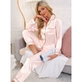 thumbnail image 2 of DARING DIVA Women's Satin Floral Button Down Pajama Sets 2XL Pink Stripe, 2 of 6