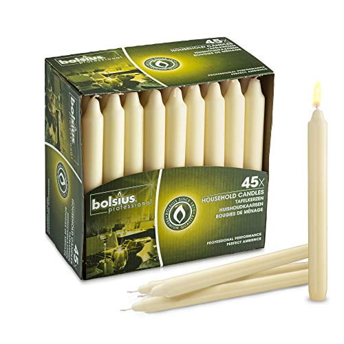Bolsius Straight Unscented Ivory Candles Pack of 457inch Long Candles 7 Hour Long Burning