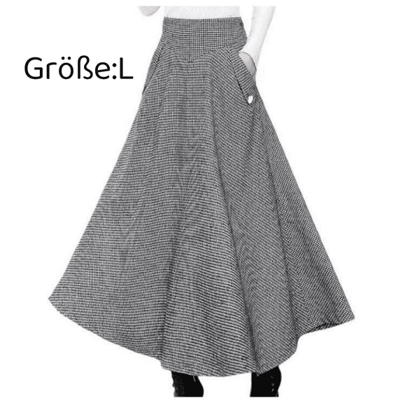 1Pcs High Waist Slim Plaid Woolen Skirt-Black And White Check-M-Black-L