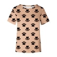 thumbnail image 4 of Otvok Womens Fashion Dog Paw Print Short Sleeve Out Blouse Funny Round Neck T-Shirt, 4 of 6