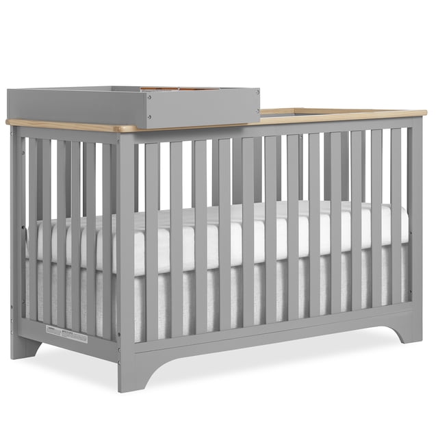 Dream On Me Orion 5-in-1 Convertible Crib with Removable Changing Tray, Pebble Grey Vintage