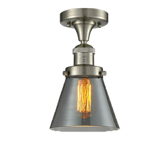 Innovations 1-LT LED Small Cone 6.5" Semi-Flush Mount - Brushed Satin Nickel - 517-1CH-SN-G63-LED