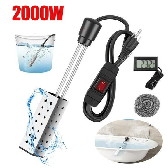 Immersion Water Heater for Bathtub, 2000W Bucket Water Heater,Stainless Steel Sumbersible Water Heater Heat Water Fast in Bathtub, Bucket,Pool Heater for Inflatable Pool