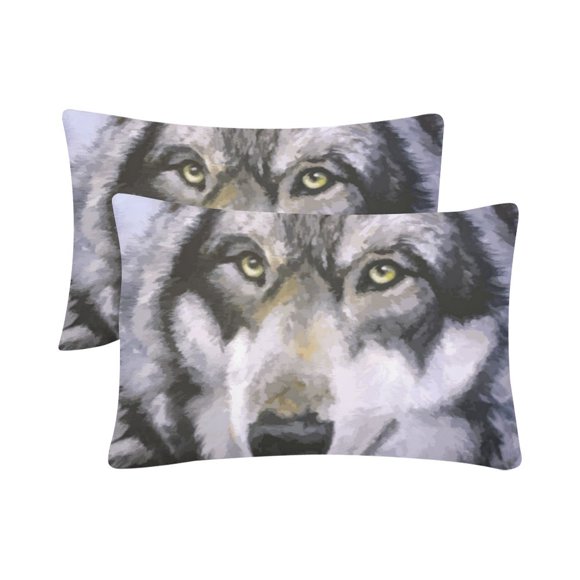YUSDECOR Cool Wolf Animal Pillowcase Pillow Protector Cushion Cover 20x30 inch,Set of 2