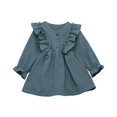 thumbnail image 3 of EIMELI Vêtements Solides pour Bébé Fille Robe à Manches Longues Jupe en Coton Lin, 3 of 4