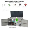 thumbnail image 3 of Pemberly Row 88 Gallon Garden Patio Rattan Storage Container Box Bin Shelf Gray, 3 of 8