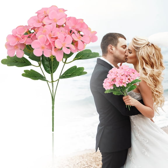 Artificial Hydrangea Flowers, Large White Fake Hydrangea Bouquet for Home Wedding Kitchen Table Centerpieces Decor