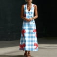 thumbnail image 6 of STETMN Boho Maxi Dress for Women Deep V Neck Tank Dress Floral Print Long A-line Vacation Dresses, 6 of 8