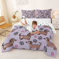 thumbnail image 3 of Homewish Cute Pet Dachshund Full Size Comforter Sets,Dog Paws Heart Bedding Comforter Set,Purple,Polkadot Reversible,3-Piece,1 Comforter and 2 Pillowcases, 3 of 7