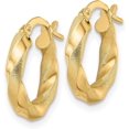 thumbnail image 2 of 14K Yellow Gold Brushed and Polished Twisted Hoop Earrings - 16.75mm- Made In Italy, 2 of 6