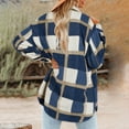 thumbnail image 4 of Ozmmyan Women Wool Jacket Plaid Printed Long Sleeve Turn-down Collar Suit Cardigan Woolen Coat, 4 of 6