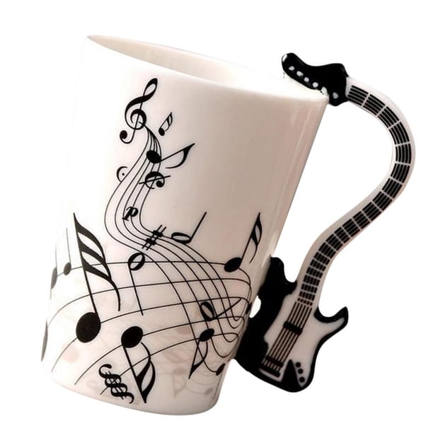 Inteprter Taza de cerámica elegante y duradera Tazas de té Regalo para los amantes del té Taza de notas musicales elegante y novedosa Guitarra Type3 NO3