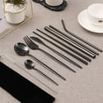 thumbnail image 3 of 10Pcs Portable Cutlery Set Stainless Steel Travel Cutlery Set Portable Utensil Flatware Set Including Cutter Fork Spoons Chopsticks Straws Cutlery Set with Storage Bag for Travel Camping, 3 of 11