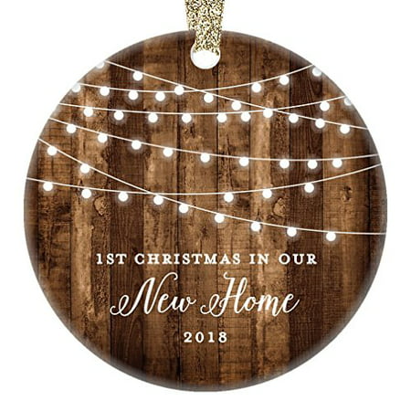 Housewarming Gifts 2019, 1st Christmas In Our New House Ornament New Home Rustic Xmas Farmhouse Homeowner Present Real Estate Agent 3