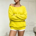 thumbnail image 5 of Women's Casual Off Shoulder Sweatshirt Long Sleeve Waffle Knit Loose Pullover Top with Pockets Solid Color Fashion Hoodie Cozy Oversized Sweater, 5 of 5