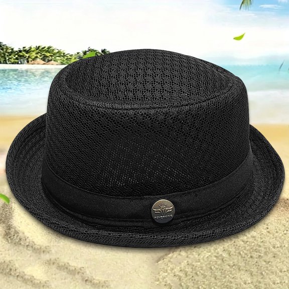 Harpily Unisex Sun Hats British Jazz Style Breathable Mesh Foldable Bowler Hat for Beach Daily Casual Wear Outdoor UV Protectio