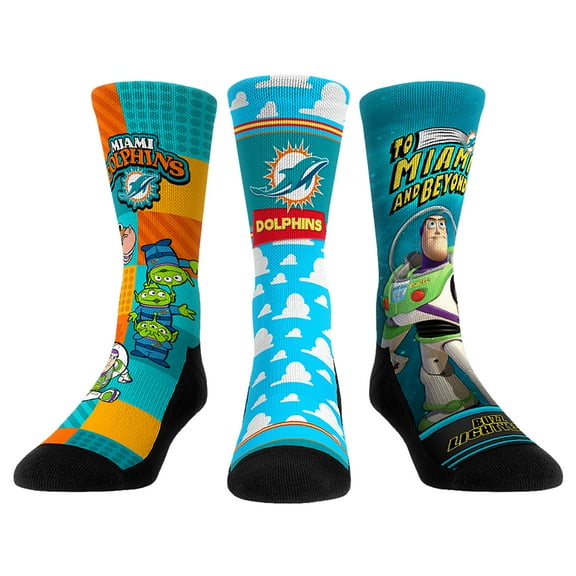 Unisex Rock Em Socks Miami Dolphins Toy Story 3-Pack Crew Socks