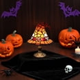 thumbnail image 5 of Luyimi Halloween Witch Hat Stained Glass Table Lamp, Vintage Tiffany Style Night Light with Ghost Bat Skull, Retro Accent Lamp for Mantel Shelf Bedroom Fall Gothic Home Decor Holiday Gift C, 5 of 6