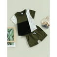 thumbnail image 4 of Toddler Baby Boy Clothes 6M 12M 18M 24M 3Y Color Block Short Sleeve T Shirt Top Boys Shorts with Pocket Cute Outfit 2Pcs Set, 4 of 10