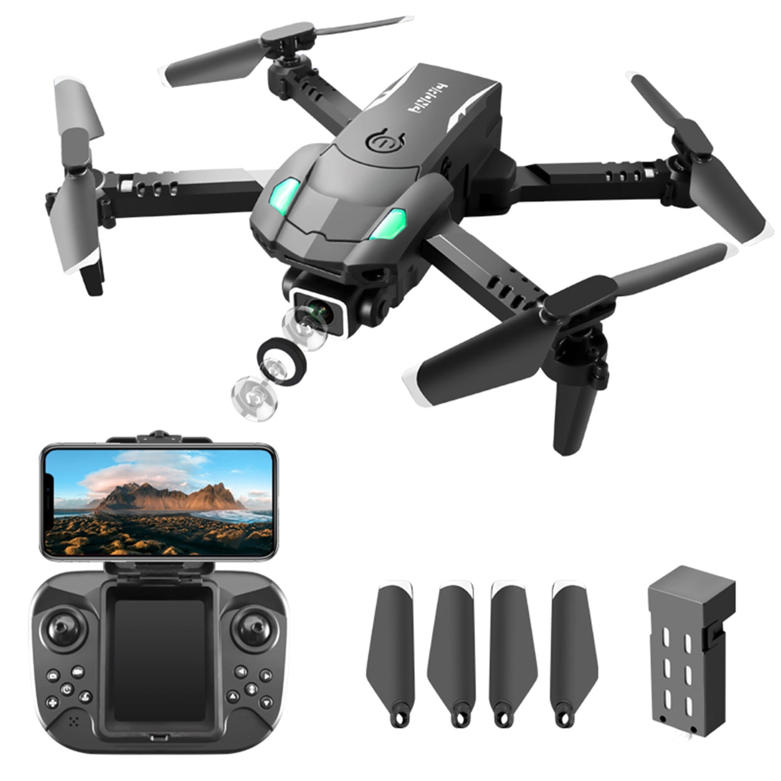 Drone 1080P Camera 3 Sided Obstacle Avoidance Quadcopter, 6CH Fixed Height Altitude Hold, WiFi FPV Gesture Photo 360 Stunt, 150M Remote 10 Min Flight Mini Foldable Toy