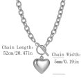 thumbnail image 3 of Collar de cadena para mujer. Collar de cadena cubana gruesa chapada con corazón y luna. Joyas suaves para la piel de la mujer., 3 of 7