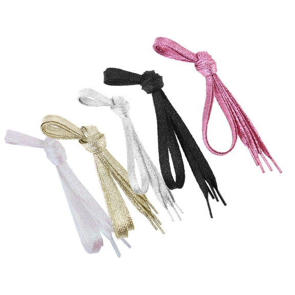 Squalise 5PCS Flat Shoelaces Elastic Sneakers Laces Pearlescent Colorful Shoelaces Wide Shoelaces for Athletic Running Sneakers Shoes Boot Strings 1.1m