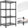 thumbnail image 1 of Estantes de metal de 4 niveles para almacenamiento, estantería para cocina, baño, despensa, armario y dormitorio. Estante organizador de alambre de acero resistente (negro, 21,7'' de largo x 11,8'', 1 of 8