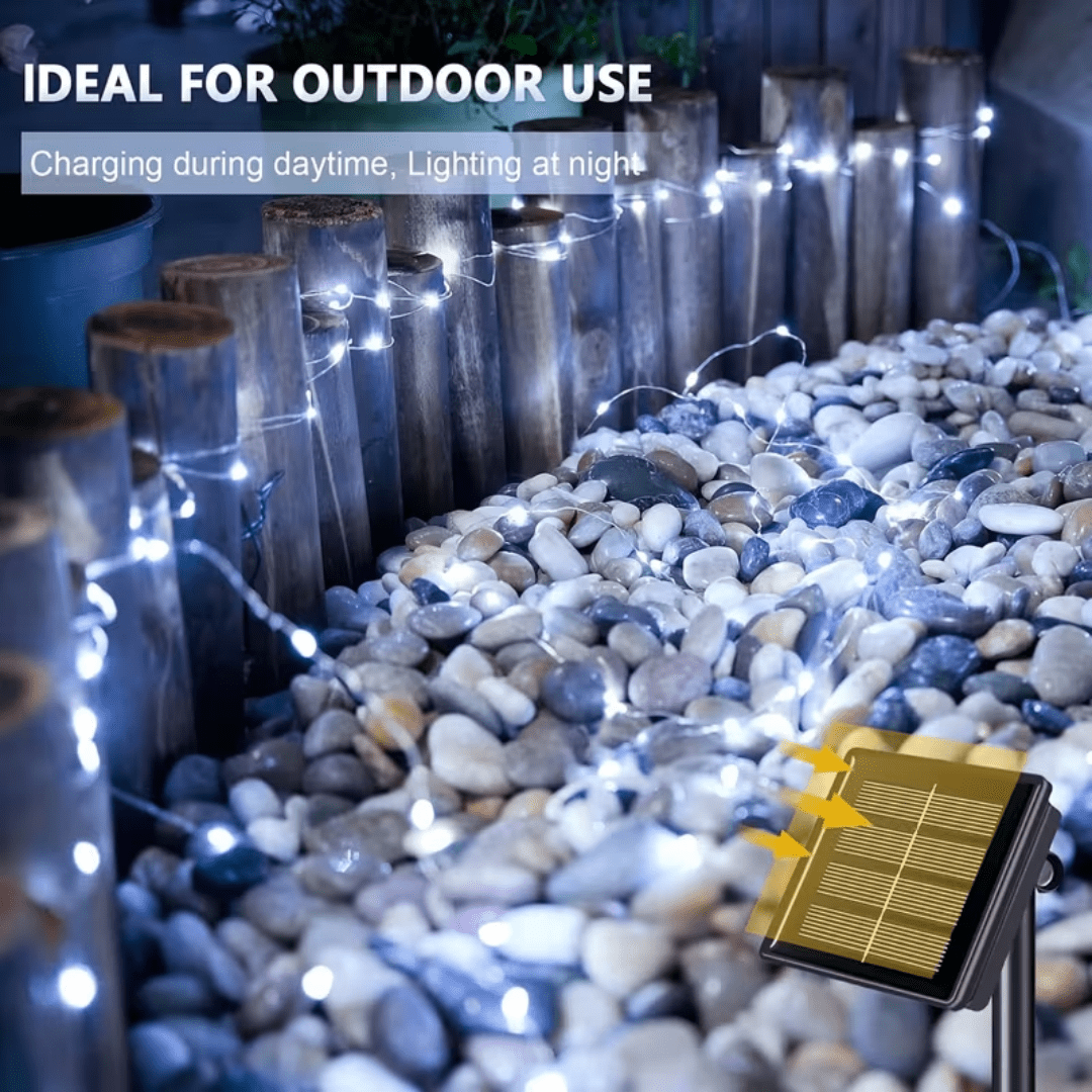 8-Piece Set Blue Solar Fairy Light String, 330 Led Outdoor Solar Christmas Lights, 8 Modes Of Wired Solar Flashing Light String, For Christmas Trees, Wedding Parties, Gardens And Courtyards
