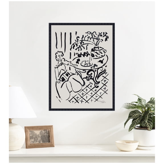 Kate and Laurel Framed Canvas Wall Art Print Fille assise a table 1947 Henri Matisse by Nostalgia Prints, 18 x 24 Sylvie Beaded Black Frame, Modern Contemporary, Person Art for Wall Decor