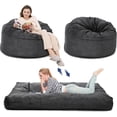 thumbnail image 1 of Giant convertible corduroy bean bag chair cama - washable cover, dark gris, suitable para adults as a floor sofa, 1 of 7