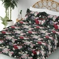 thumbnail image 3 of Ambesonne Night Garden Fitted & Flat Sheet with Sham 3 Pcs Set, Dreamy rose Flowers, Twin XL, Jade Green and Dark Pink, 3 of 5