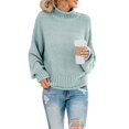 thumbnail image 1 of Jersey Saodimallsu de cuello alto de punto verde extragrande para mujer, 1 of 7