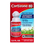 Cortizone-10 Maximum Strength Itch Relief Massaging Rollerball, 1% Hydrocortisone, Fast-Acting, Anti-Itch Liquid for Bug Bites, Rash, Eczema, Psoriasis, Poison Ivy, Oak, Sumac, 1.5 fl. oz