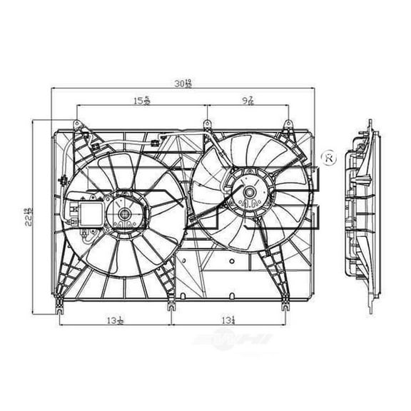 Dual Radiator and Condenser Fan Assembly Fits select: 2004-2008 MITSUBISHI ENDEAVOR