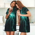 thumbnail image 4 of Daiia Chemise de Nuit pour Femmes Imprimé Éclair Vert Chemises de Nuit Douces pour Femmes Robe à Manches Courtes, 4 of 6